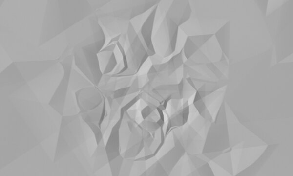 Abstract gray crumpled paper texture background with geometric low poly pattern isolated on transparent background