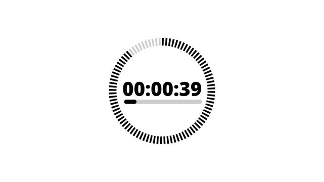 forty five second countdown animation, 45 sec countdown timer animation, Minimal countdown animation from 45 to 0 seconds. 45 sec countdown timer on transparent background in 4k with alpha channel.