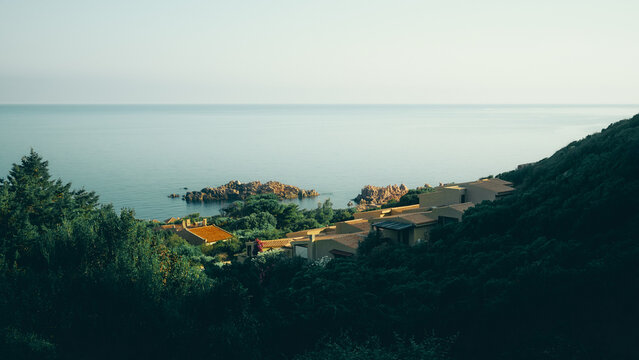 view of the sea from the mountain in Sardinia