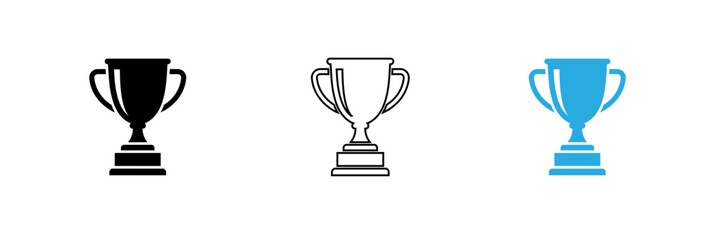 Fototapeta premium Three trophy icons in different colors standing in a row