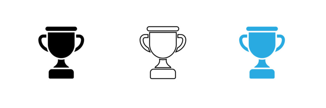 Three simple trophy cup icons in different styles