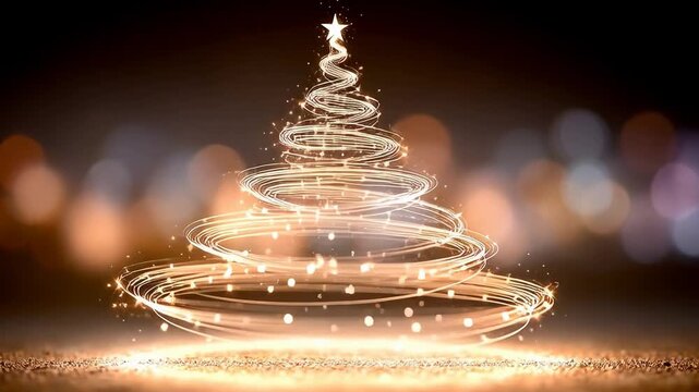 ?Mesmerizing golden spiraling lights forming a magical christmas tree