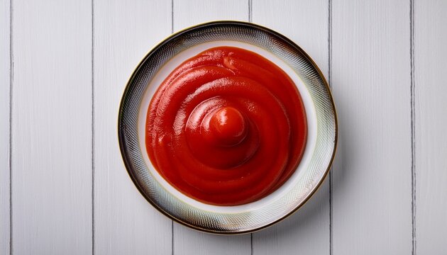 tomato ketchup on a plate top view