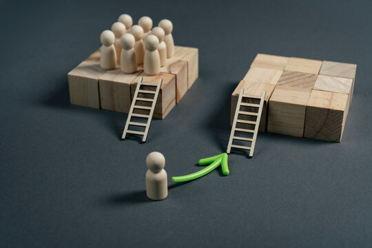 Self employment concept with a professional choosing entrepreneurship over joining a company