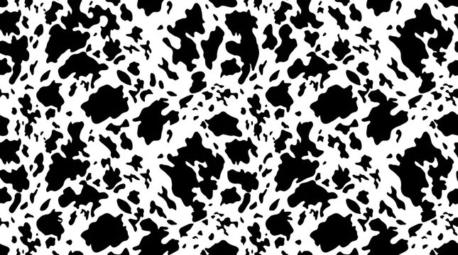 black and white cow print seamless pattern vector design animal hide texture abstract background for fashion fabric and modern textile decoration