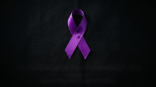 Purple ribbon on black for international overdose awareness day