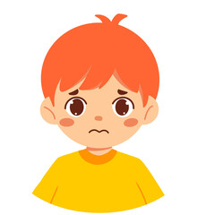 cartoon sad boy face emotion icon