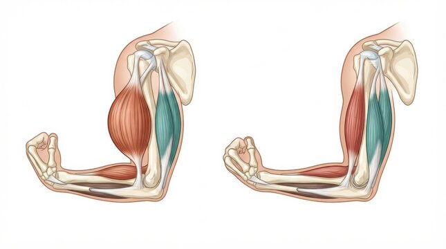 Muscle anatomy and physiology focused on antagonist muscle pairs in the upper limb. It highlights injury details.