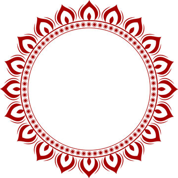 Durga Puja Decorative Circular Red Sunburst Border Frame Background