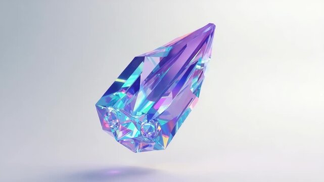 Futuristic iridescent crystal prism floating against a soft gradient background. Vibrant colors and abstract geometric shapes create a modern and elegant visual concept. game inventory