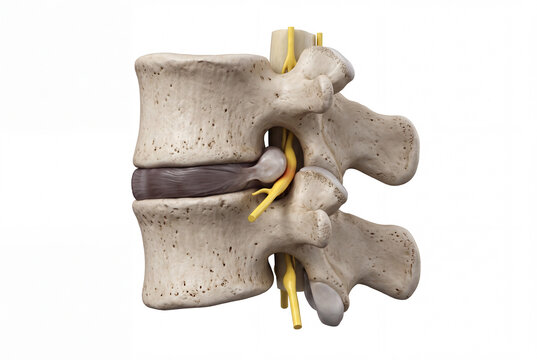 Herniated lumbar intervertebral disc compressing a spinal nerve