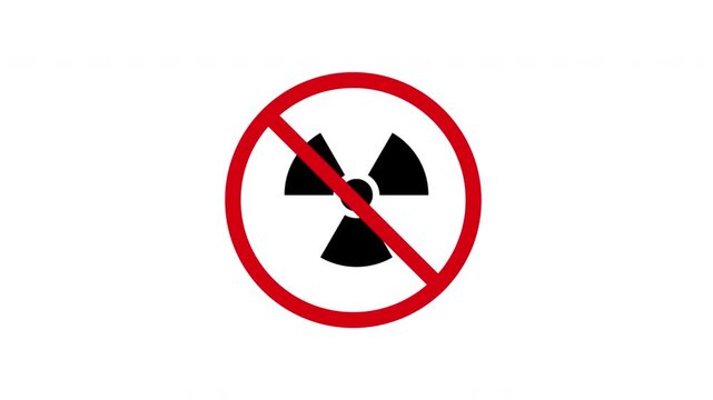 No Radiation Prohibition Sign Animated Icon With Alpha Channel. Forbidden Radiation Warning And Restriction Motion Graphic. Stop And Ban Notice. On Transparent Background