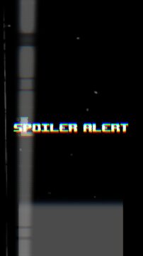 Spoiler Alert Glitch Text on Retro VHS Screen. Distorted Warning Animation with Film Grain and Chromatic Aberration.