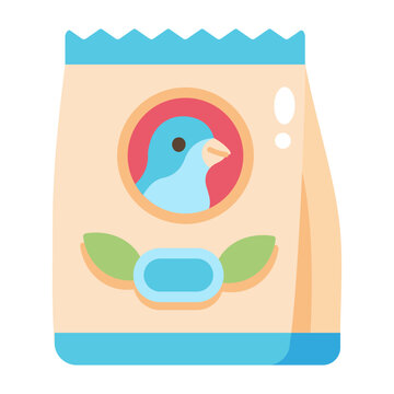 A bag of bird seed with a colorful parrot label.
