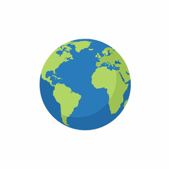 Fototapeta premium Green Blue Earth Globe Vector Icon Isolated on White