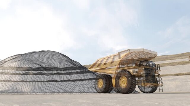 Coal Mining Truck Unloading Coal at an Open Pit Mine