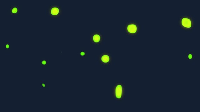 Abstract Glowing Green Liquid Blobs Floating on Dark Background Motion Video