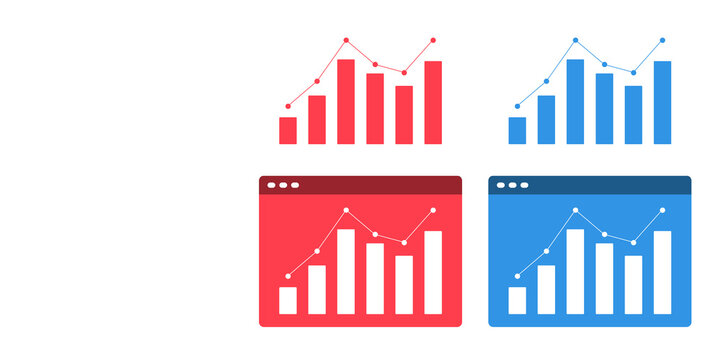 Graph Chart Icon on Transparent Background. Bar Chart, Business Growth, Data Analysis, Statistics and Performance Analytics. 2D Illustration