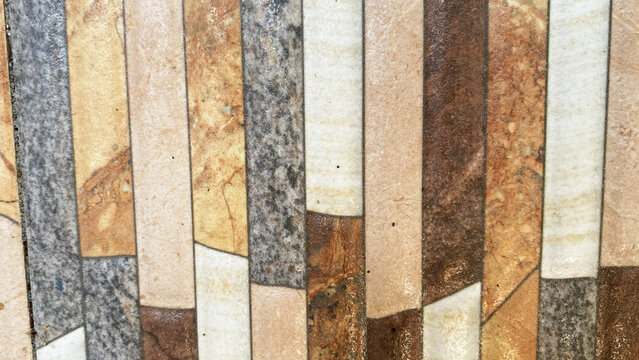 Vertical striped natural stone mosaic tile pattern background