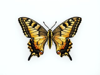Obraz premium Yellow and black swallowtail butterfly with symmetrical wings
