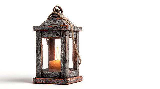 Halloween lantern with skeleton hands and spooky gothic patterns, glowing candle inside, isolated on white background 