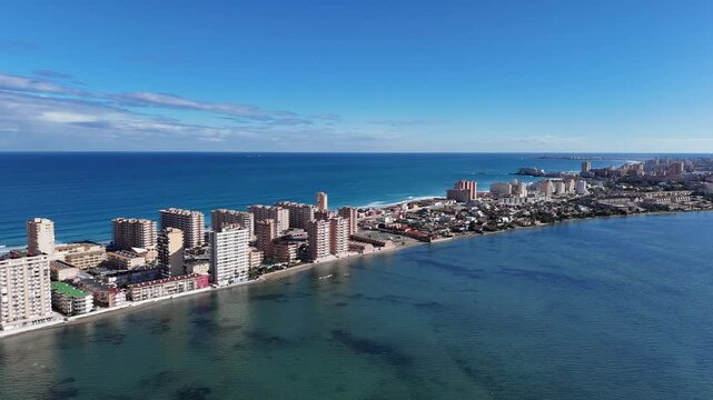 Aerial View of La Manga Spain Mar Menor Mediterranean Sea Coast
