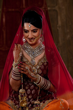 Beautiful young bride smiling 