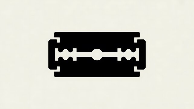 Black razor blade icon on a simple light background