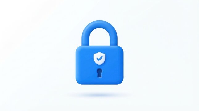Blue Padlock Icon Representing Security and Digital Protection Technology Concept.