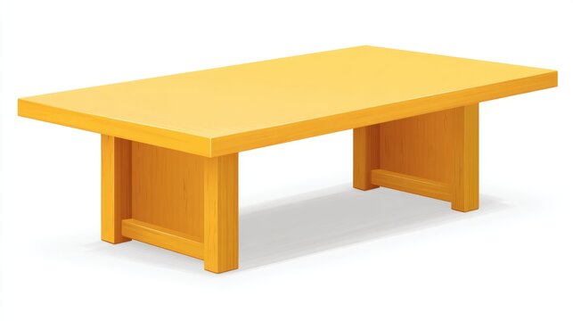 Yellow rectangular table isolated on white background, minimalist modern furniture vector illustration for home interior, office workspace, dining area, home decor, contemporary furniture design, prod