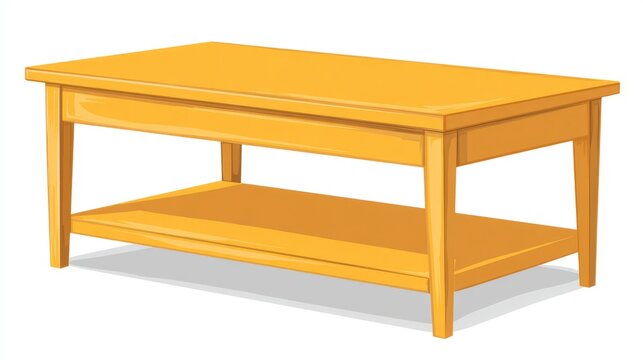 Yellow rectangular table isolated on white background, minimalist modern furniture vector illustration for home interior, office workspace, dining area, home decor, contemporary furniture design, prod