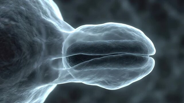Microscopic phagocytosis process macrophage engulfing foreign bacterium
