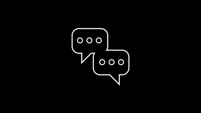 Speech Bubble Drawing Animation with White Outline on Black Background