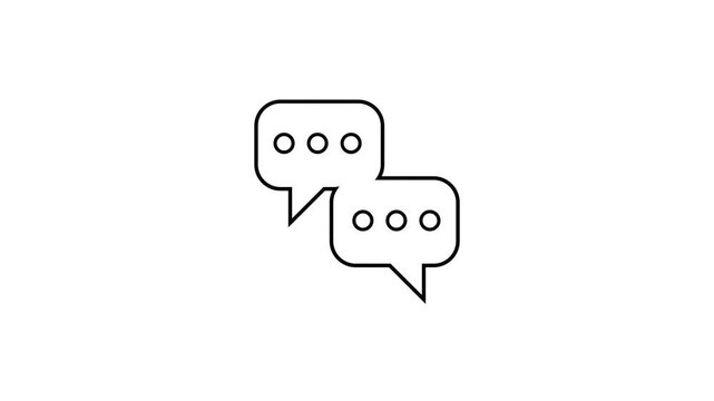 Speech Bubble Drawing Animation with Black Outline on White Background