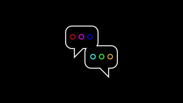 Speech Bubble Animation Drawing Outline with Colorful Typing Dots
