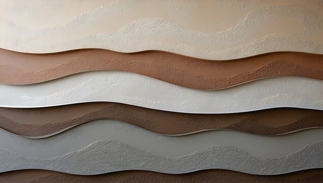 Abstract wavy layers in neutral earth tones and textures illustration