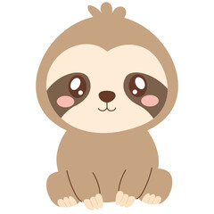 Obraz premium Cute brown sloth sitting for jungle and wildlife vector illustration design.