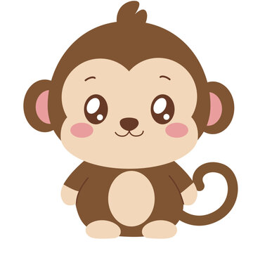 Cute brown monkey sitting for jungle and wildlife vector illustration design.