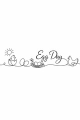 Fototapeta premium Easter Eggs and Chickens in Black Line Art