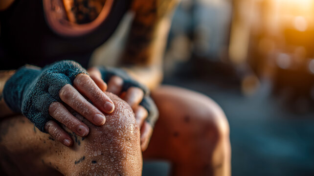 Post-Workout Exhaustion: Sweaty Athletes Knee