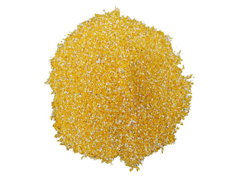 Raw cornmeal pile isolated on transparent background