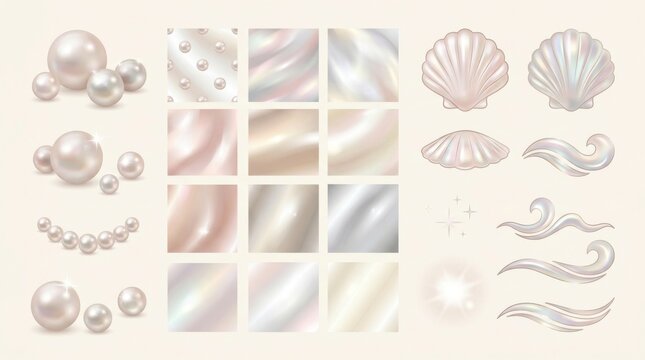Iridescent Pearl and Shell Collection with Wave Motifs.