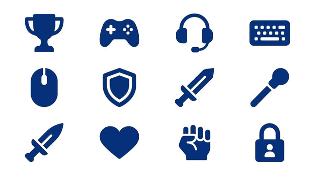 Video game and esports blue icon collection.