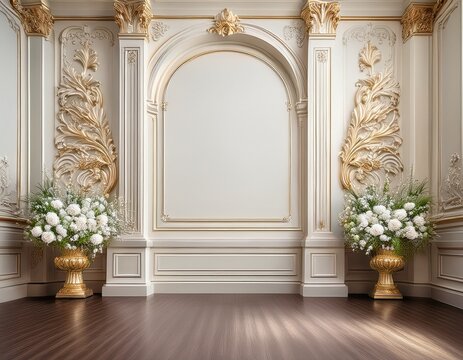 classic luxury wedding ceremony backdrop interior wall background and copy space