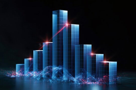 Digital bar chart showing financial data analysis growth