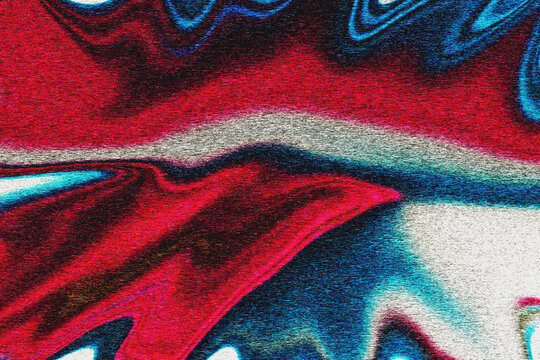 Abstract grainy noise texture backdrop featuring bold red and vibrant cyan fluid waves