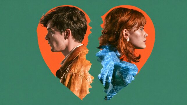 Broken heart representing a couple separating