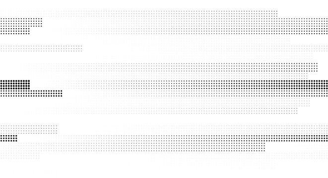 Abstract monochrome pixel glitch background. horizontal gray digital grid, corrupted data line texture. for futuristic cyber security poster, tech web banner layout. geometric vector graphic.