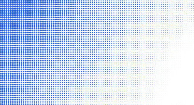 Blue fading halftone grid texture. pixelated gradient background, fading square dots scale. for digital tech web layout, futuristic medical brochure, corporate banner. seamless vector art.