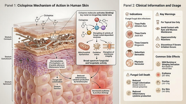 Ciclopirox Topical Antifungal Mechanism Metal Ion Chelation for Broad-Spectrum Fungal Infections (Loprox)